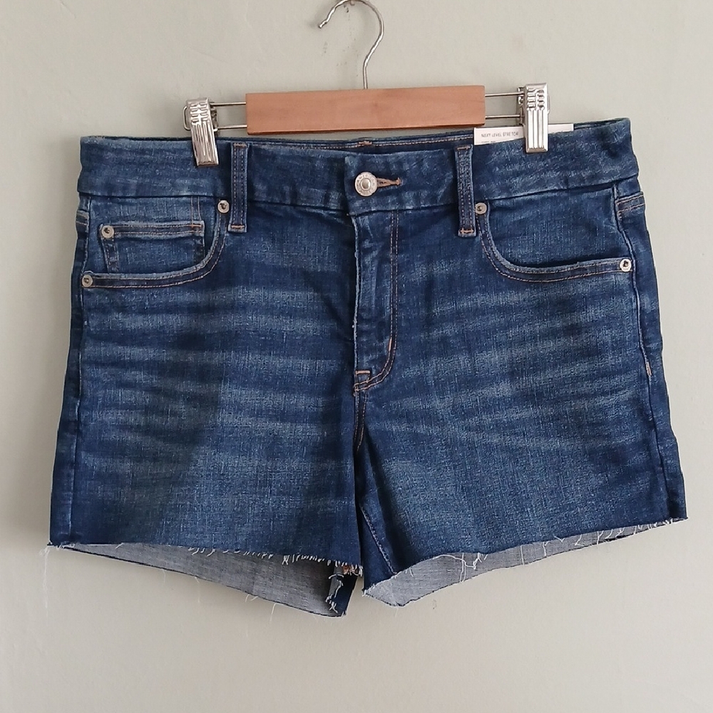 American Eagle Curvy Midi Next Level Stretch Low Rise Denim Shorts Size 10